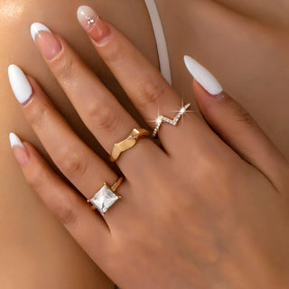 Geometric Sparkle Double Band Ring-JOSSLYN by wall to wall-80R210-The Twisted Chandelier