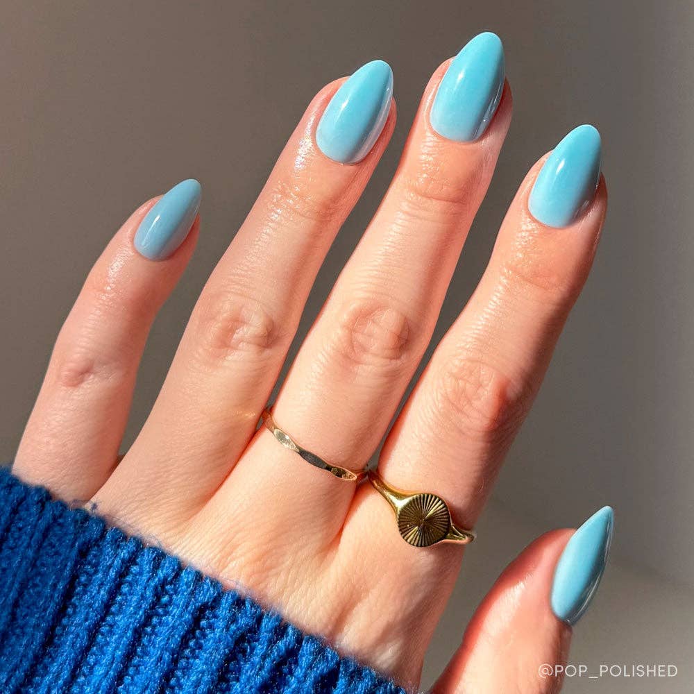 Soft Blue Press-On Nails | Short Almond Solid Nail-Glamnetic-The Twisted Chandelier