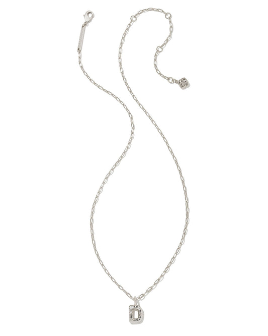 Kendra Scott Crystal Letter D Short Pendant Necklace Silver White CZ-Necklaces-Kendra Scott-N00190RHD-The Twisted Chandelier