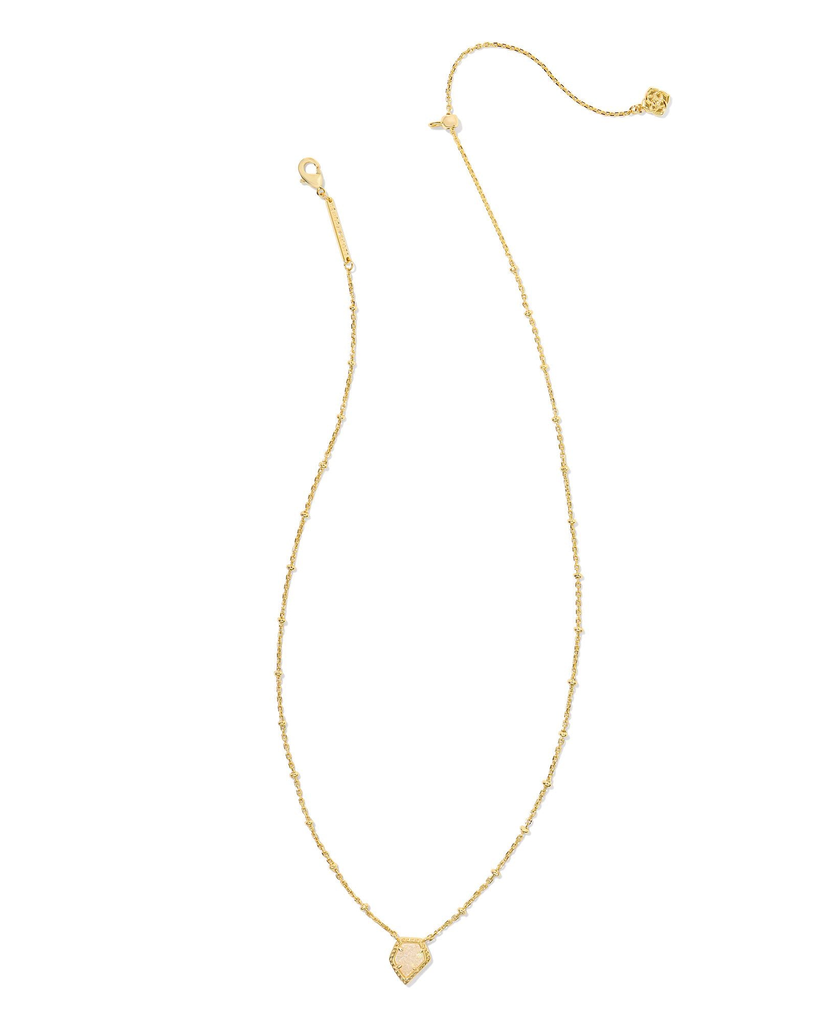 Kendra Scott Framed Tess Satellite Short Pendant Necklace Gold Iridescent Drusy-Necklaces-Kendra Scott-CR 07/31/24, FD 07/31/24, N00453GLD-The Twisted Chandelier