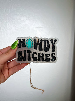 "Howdy B*tches" Car Freshie-Southern Creek Wholesale-Leather & Lace-Black-The Twisted Chandelier
