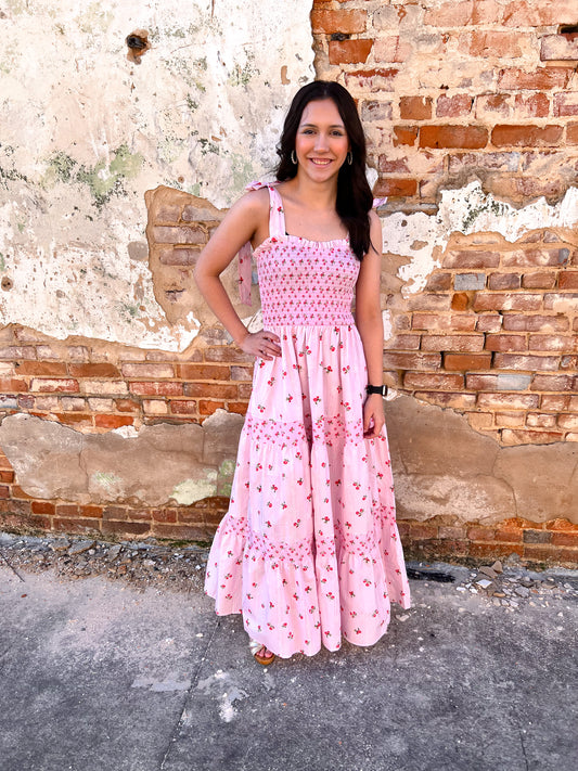 Mixed Floral Print Tie Shoulder Maxi Dress-Dress-Peach Love California-Bin C5,FD 01/07/25,FD 1/07/25,ID39087-02-The Twisted Chandelier