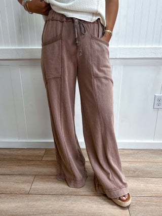 Bailey Mineral Wash Curved Seam Wide Leg Pants