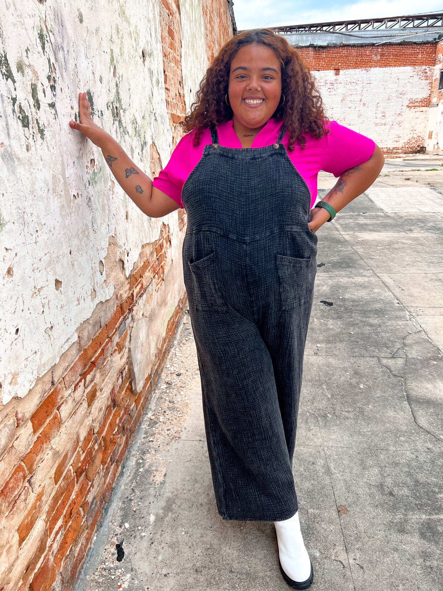 Lavina Mineral Wash Gauze Overall With Pockets-Romper-Heyson-8/29/23-The Twisted Chandelier