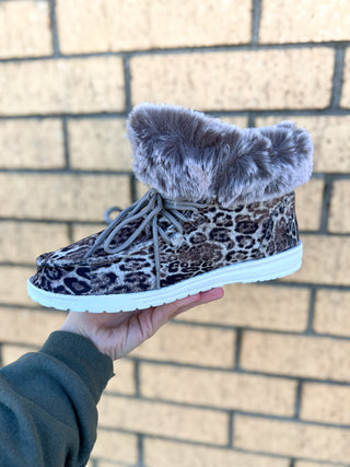 Fancy Black & White Leopard Faux Fur Lined High Top Shoes Gypsy Jazz-Shoes-GYPSY JAZZ/VERY G/WOLF BRANDS-05/15/24,1st md,Confirmed 06/01/26,GJSP0236-The Twisted Chandelier