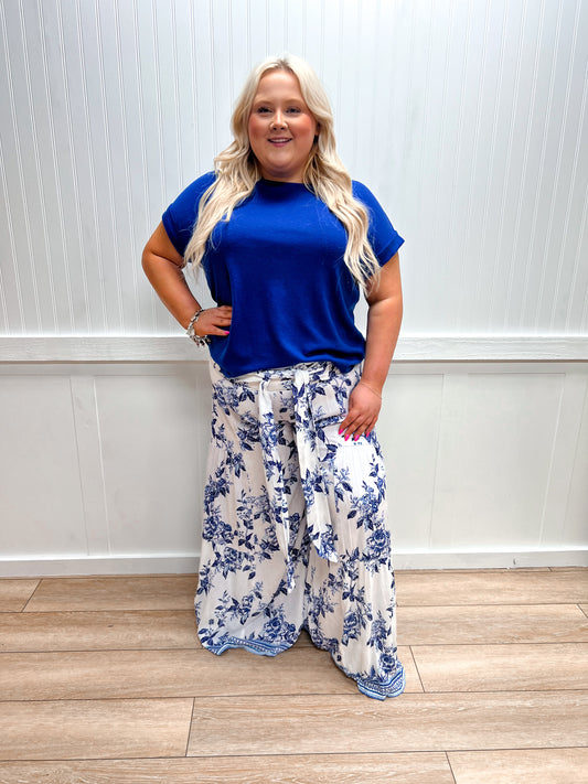 Savannah Wide Leg Tie Waist Printed Pants-ANGIE-B3663-A924,bottoms-The Twisted Chandelier