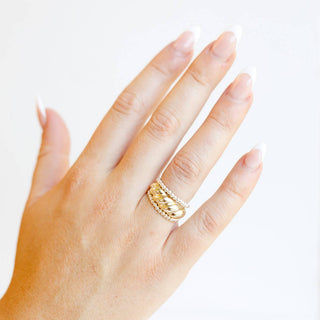 Lexi Beaded Band in Silver-Ring-Beaded Blondes-The Twisted Chandelier