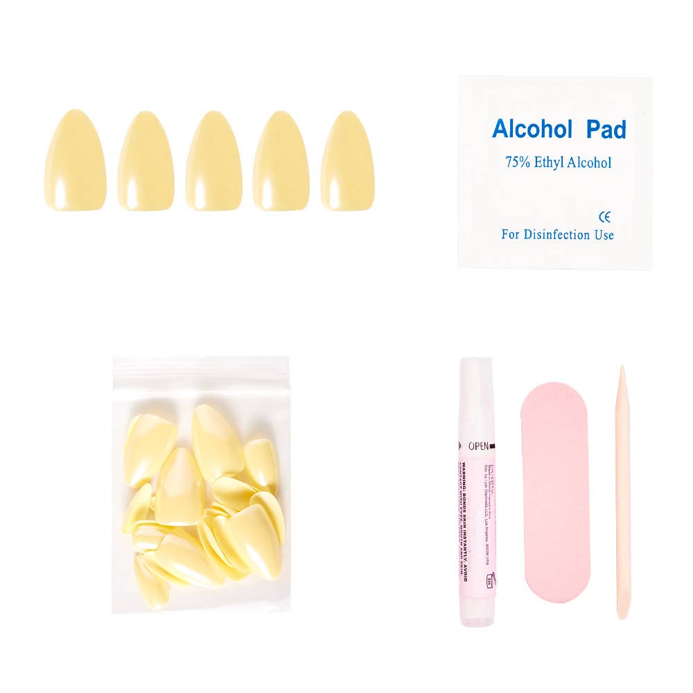 Yellow Pop Press-On Nails| Solid Pastel Yellow| Glaze finish-Glamnetic-The Twisted Chandelier
