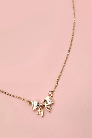 Gold Mini Bow Ribbon Necklace-Necklace-JOSSLYN by wall to wall-80N427-The Twisted Chandelier
