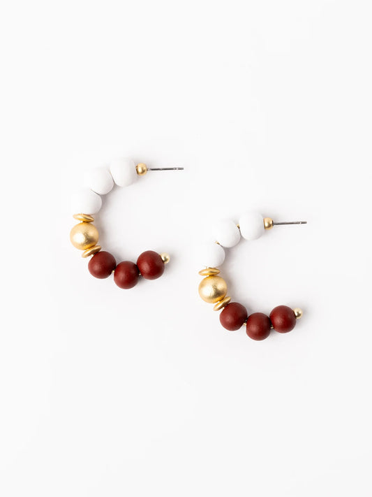 Michelle McDowell Janette Earrings - Gameday Maroon & White | Small 1"-Earrings-Michelle McDowell-gameday-The Twisted Chandelier