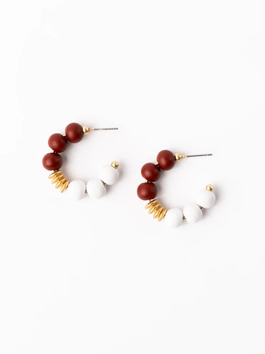 Michelle McDowell Kelly Earrings - Gameday Maroon & White | Small 1"-Earrings-Michelle McDowell-gameday-The Twisted Chandelier