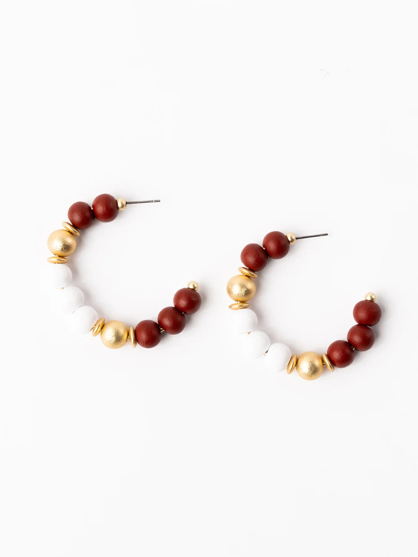 Michelle McDowell Janette Earrings - Gameday Maroon & White | Medium 1.5"-Earrings-Michelle McDowell-gameday-The Twisted Chandelier