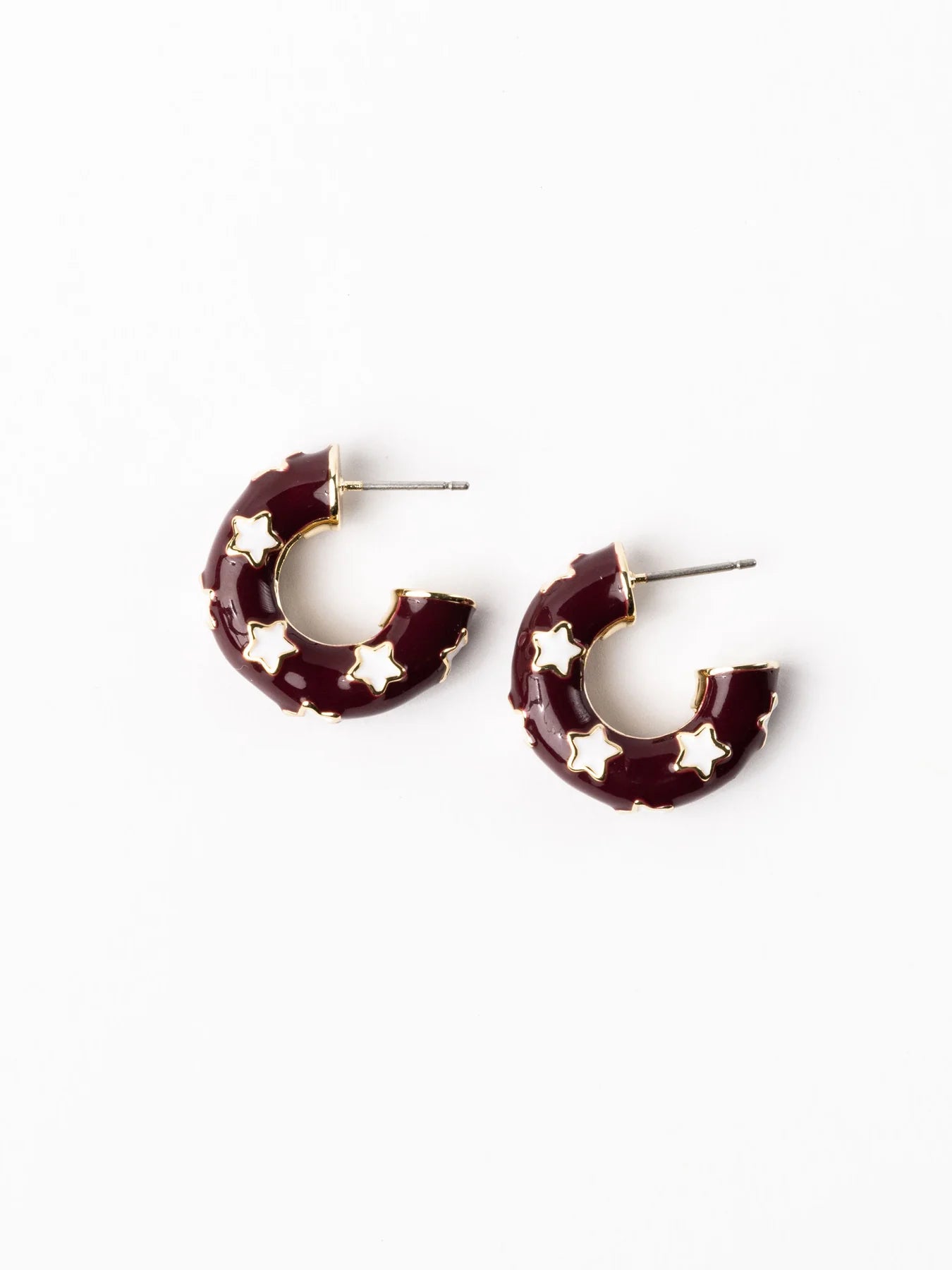 Michelle McDowell Justine Earrings - Gameday Maroon & White | Small 1"-Earrings-Michelle McDowell-gameday-The Twisted Chandelier