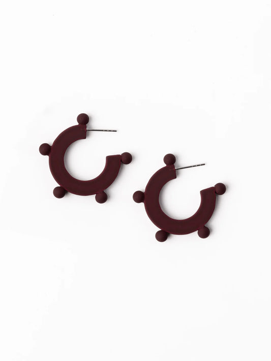 Michelle McDowell Astrid Earrings - Gameday Maroon & White | Small 1"-Earrings-Michelle McDowell-gameday-The Twisted Chandelier