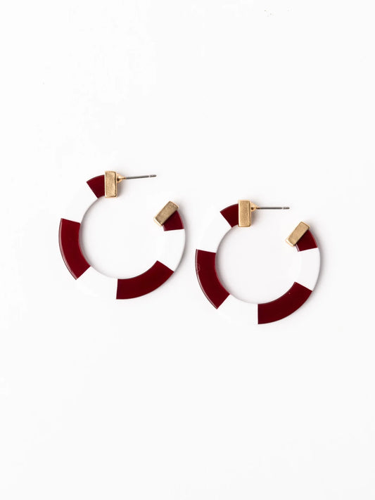 Michelle McDowell Melody Earrings - Gameday Maroon & White | Medium-Earrings-Michelle McDowell-gameday-The Twisted Chandelier