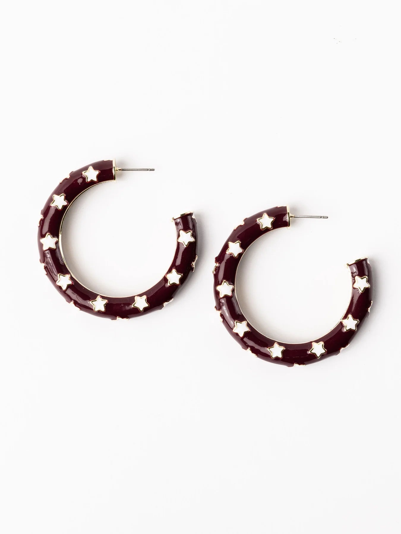 Michelle McDowell Justine Earrings - Gameday Maroon & White | Large 2"-Earrings-Michelle McDowell-gameday-The Twisted Chandelier