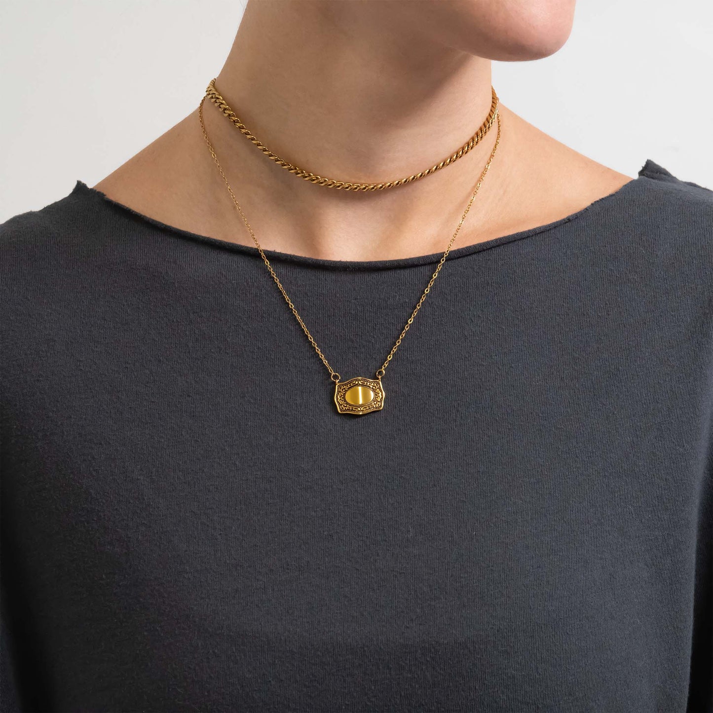 18K Gold PVD Stainless Steel Engravable Belt Buckle Charm-WJW-The Twisted Chandelier