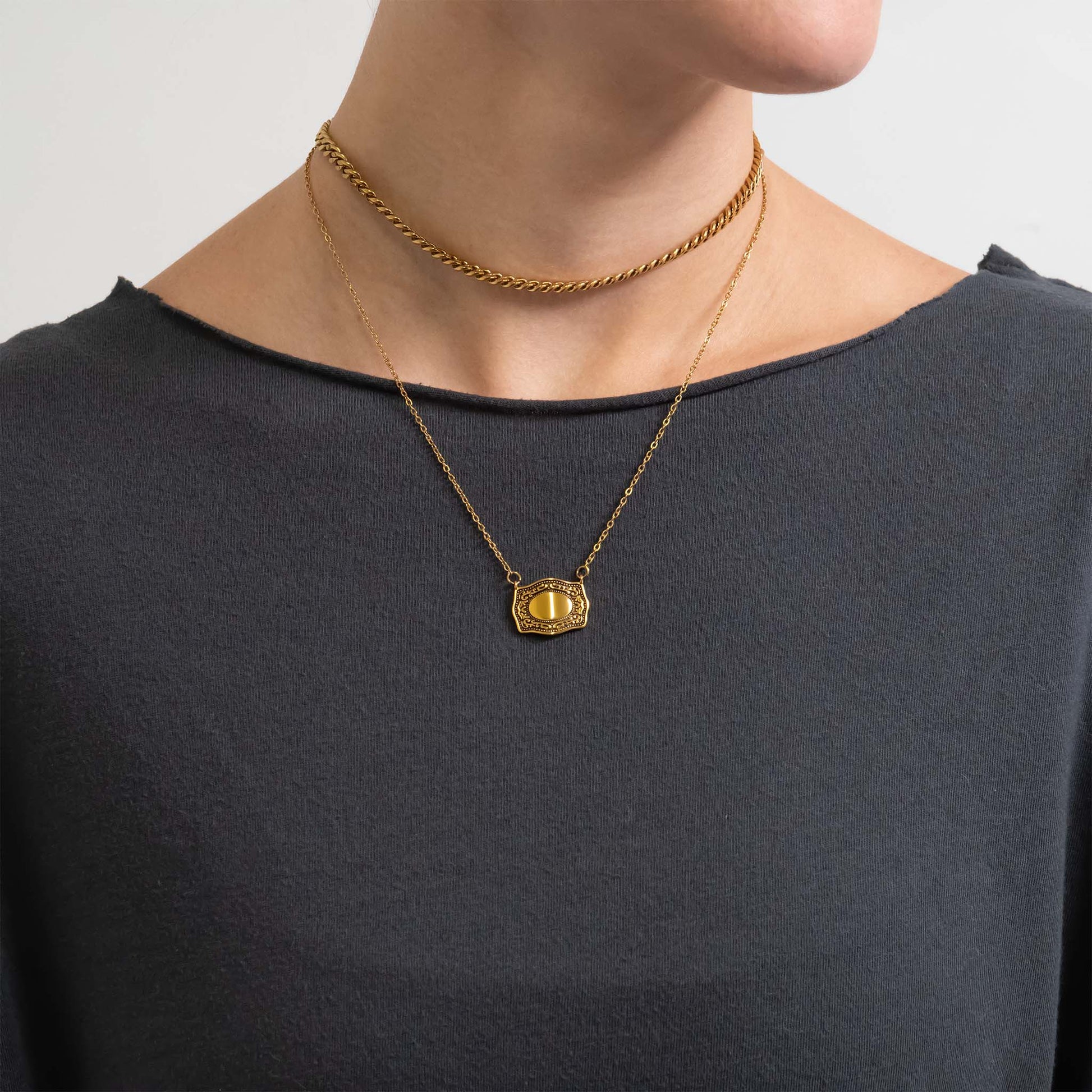 18K Gold PVD Stainless Steel Engravable Belt Buckle Charm-WJW-The Twisted Chandelier