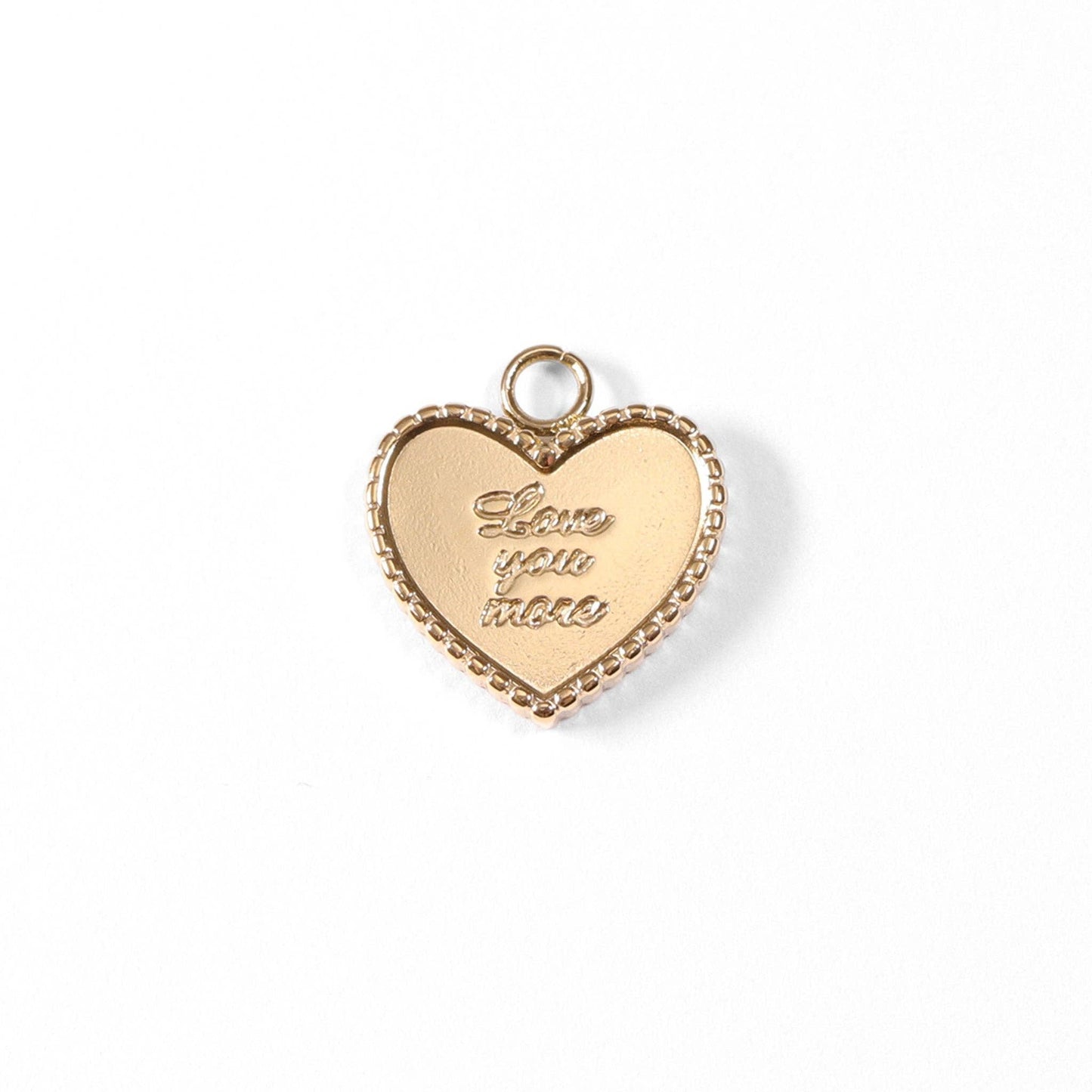 18K Gold PVD Stainless Steel "Love You More" Heart Charm / PDL0055-WJW-Gold-The Twisted Chandelier