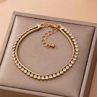 Double Snake Chain Crystal Bracelet-JOSSLYN by wall to wall-80B1653-The Twisted Chandelier