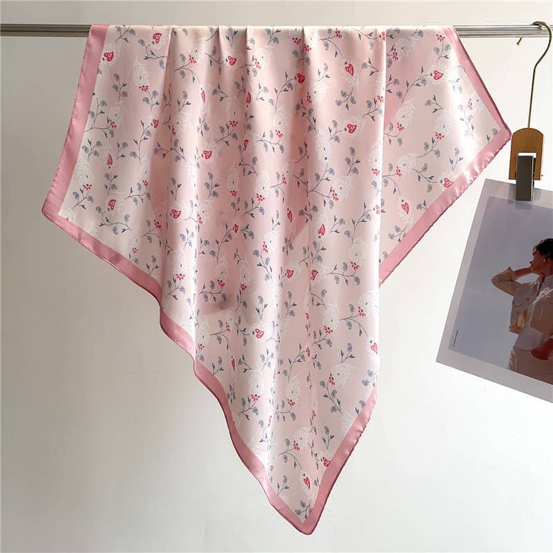 Flower Print Silky Feeling Bandana Scarf-JOSSLYN by wall to wall-The Twisted Chandelier
