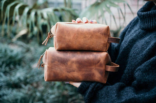 Personalized Leather Dopp Kit & Toiletry Bag, Customized Groomsmen Gift Toiletry Bag, Monogrammed Mens Toiletry Bag, Gift for Him-Luxe Range Leather-The Twisted Chandelier