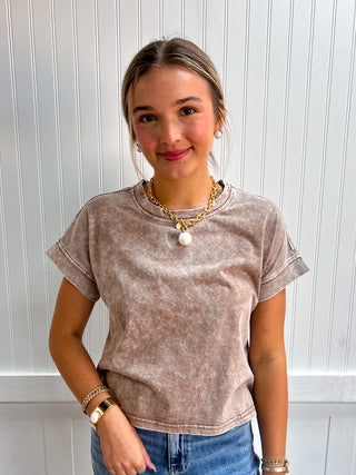 Shelby Washed Short Sleeve Boxy Knit Top-Top-Blu Pepper-NewArrival,Tops Collection-The Twisted Chandelier