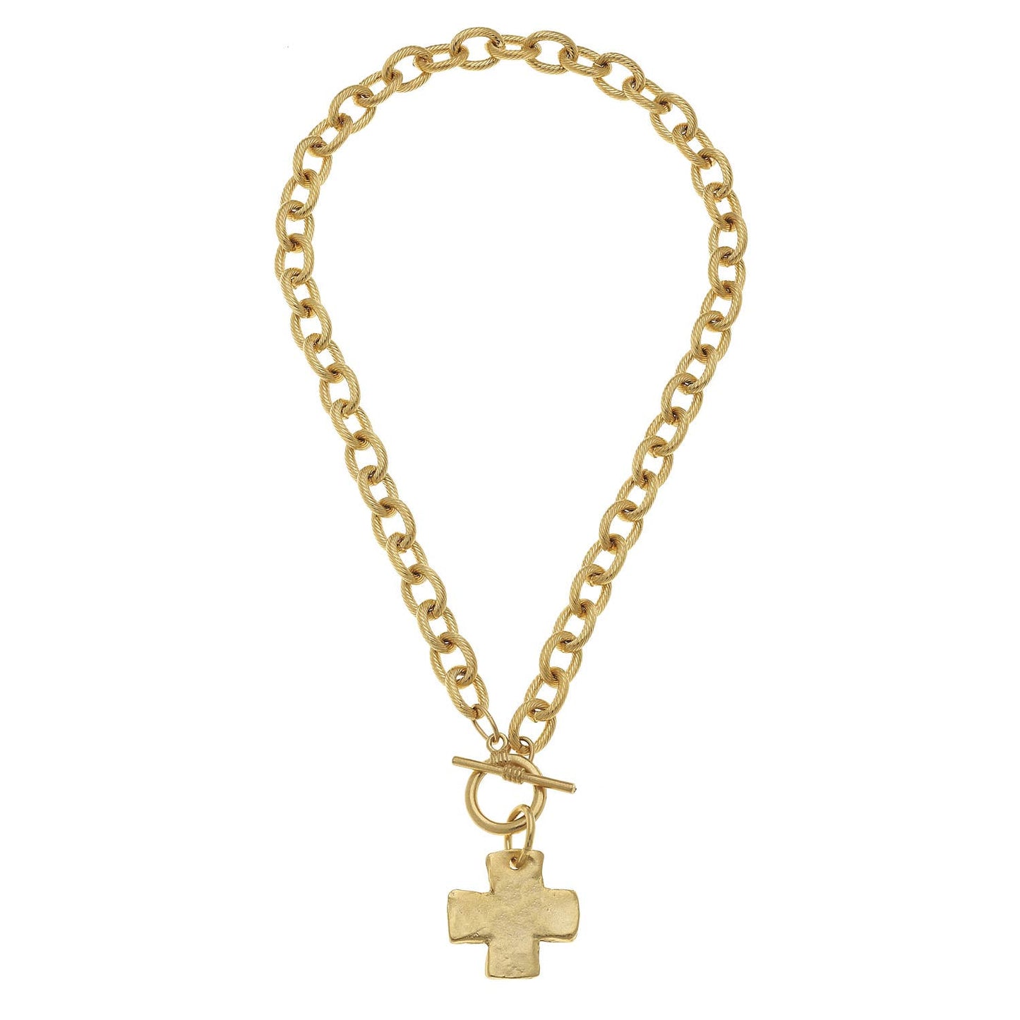 Gold Cross Front Toggle Necklace-Susan Shaw-The Twisted Chandelier