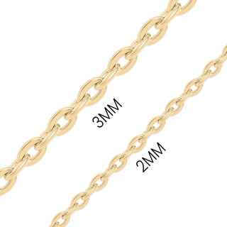 18K Gold PVD Stainless Steel Flat Oval Loop Chain-Stainless Steel Charm-WJW-3mm-18"-The Twisted Chandelier