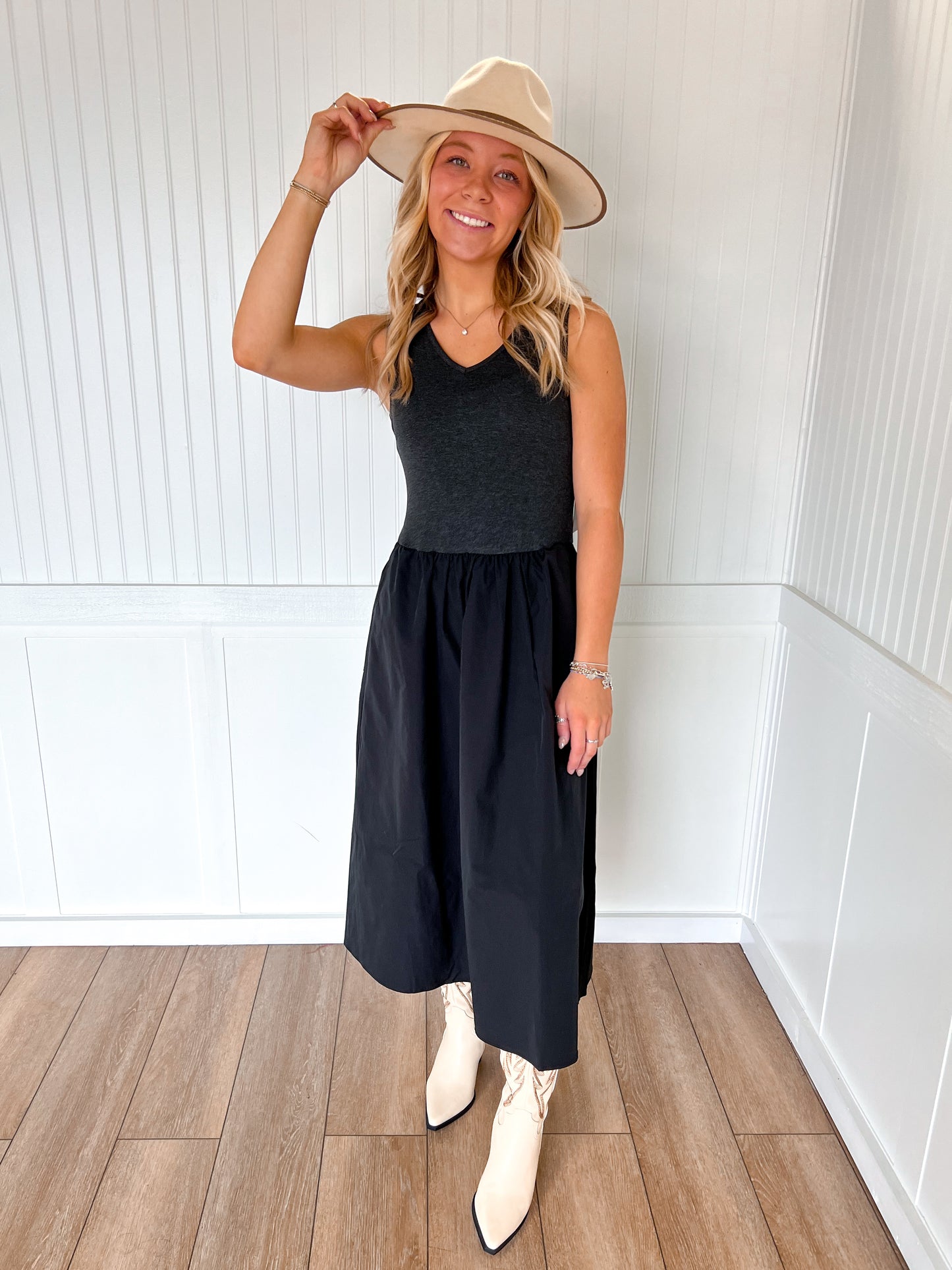 Jaiden Sleeveless Neck Midi Dress-Naked Zebra-DJR-The Twisted Chandelier