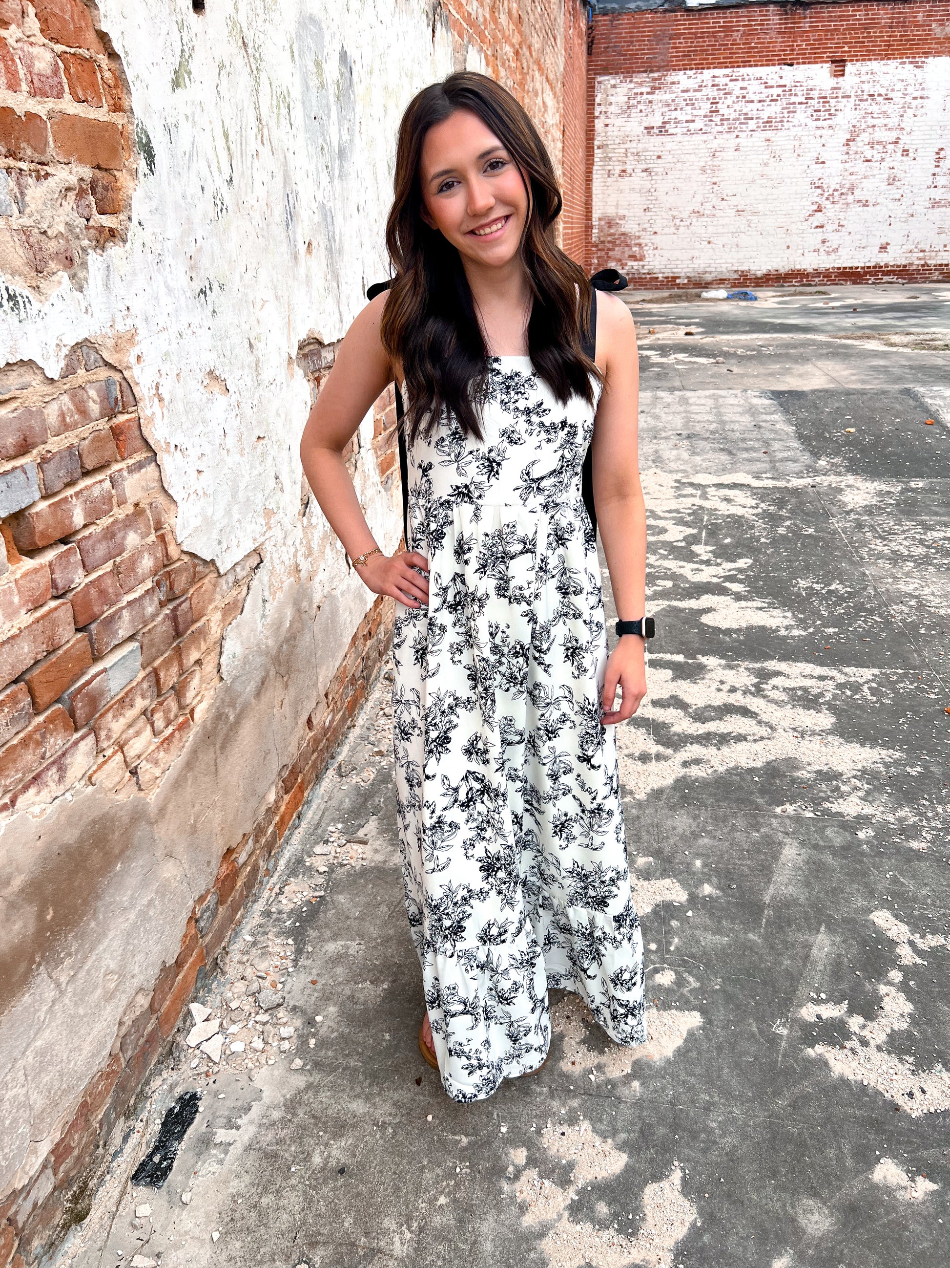 Thalia Floral Print Midi Dress With Shoulder Bow Tie Detail-in february-DJR,Fd 03/25/25-The Twisted Chandelier