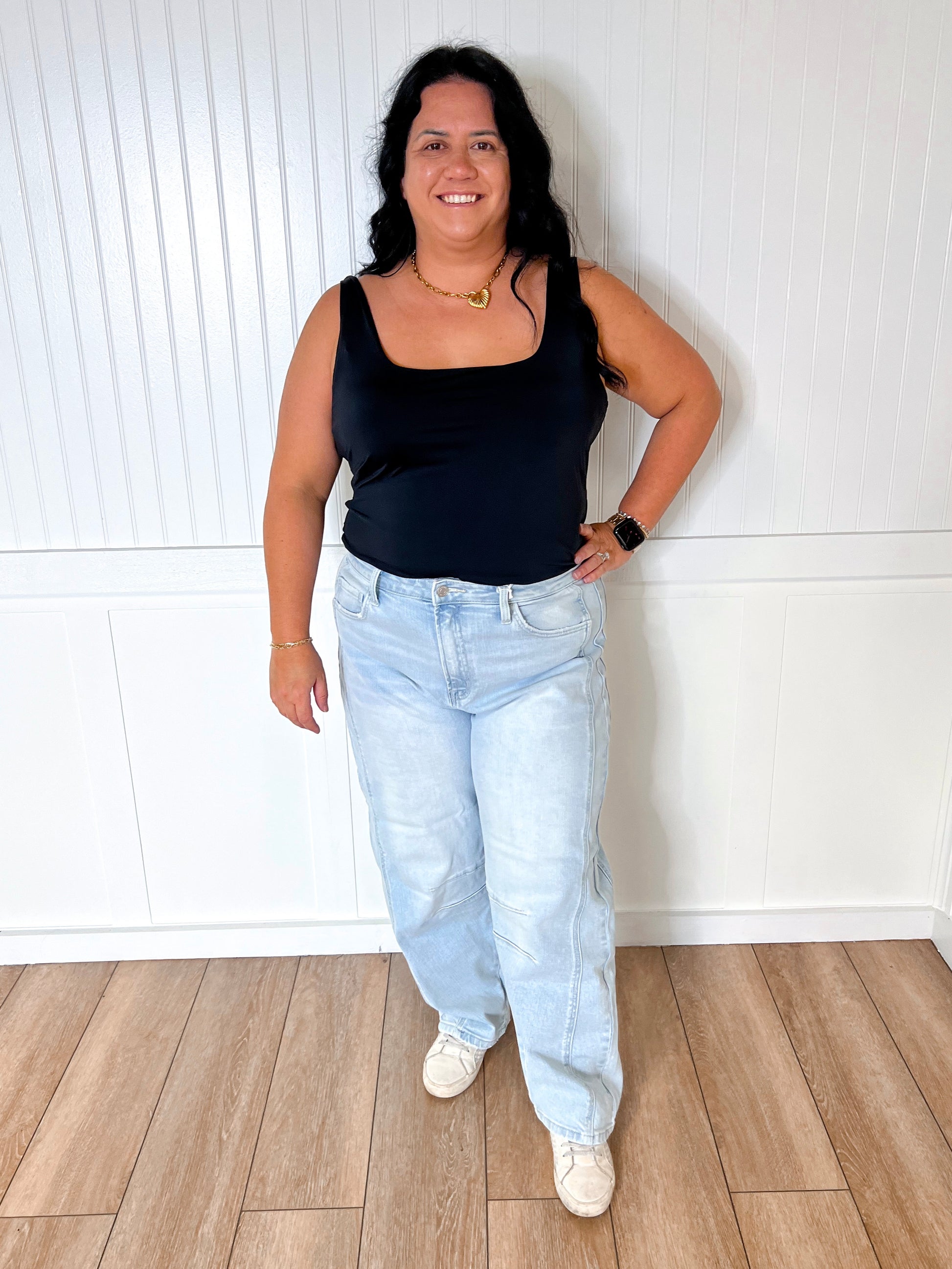 Gabriella Square Neck Tank Bodysuit- Plus-Shirt-Kori America-$25 & Under Sale,04/25,05/27/24,1st md,BIN A 3,Max Retail,Tops Collection-The Twisted Chandelier