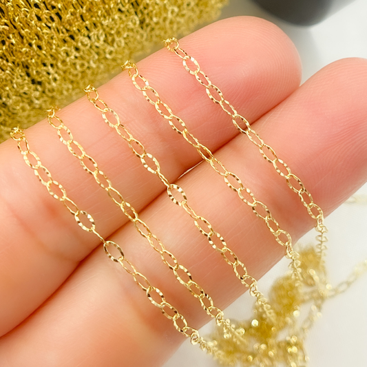 14k Solid Gold Diamond Cut Oval Link Chain. 030FVBF22byFt-Jewels & Chains-The Twisted Chandelier