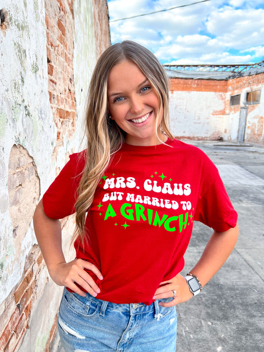 Mrs. Claus But Married to A Grinch Graphic T-Shirt-Top-Tees2urdoor--The Twisted Chandelier