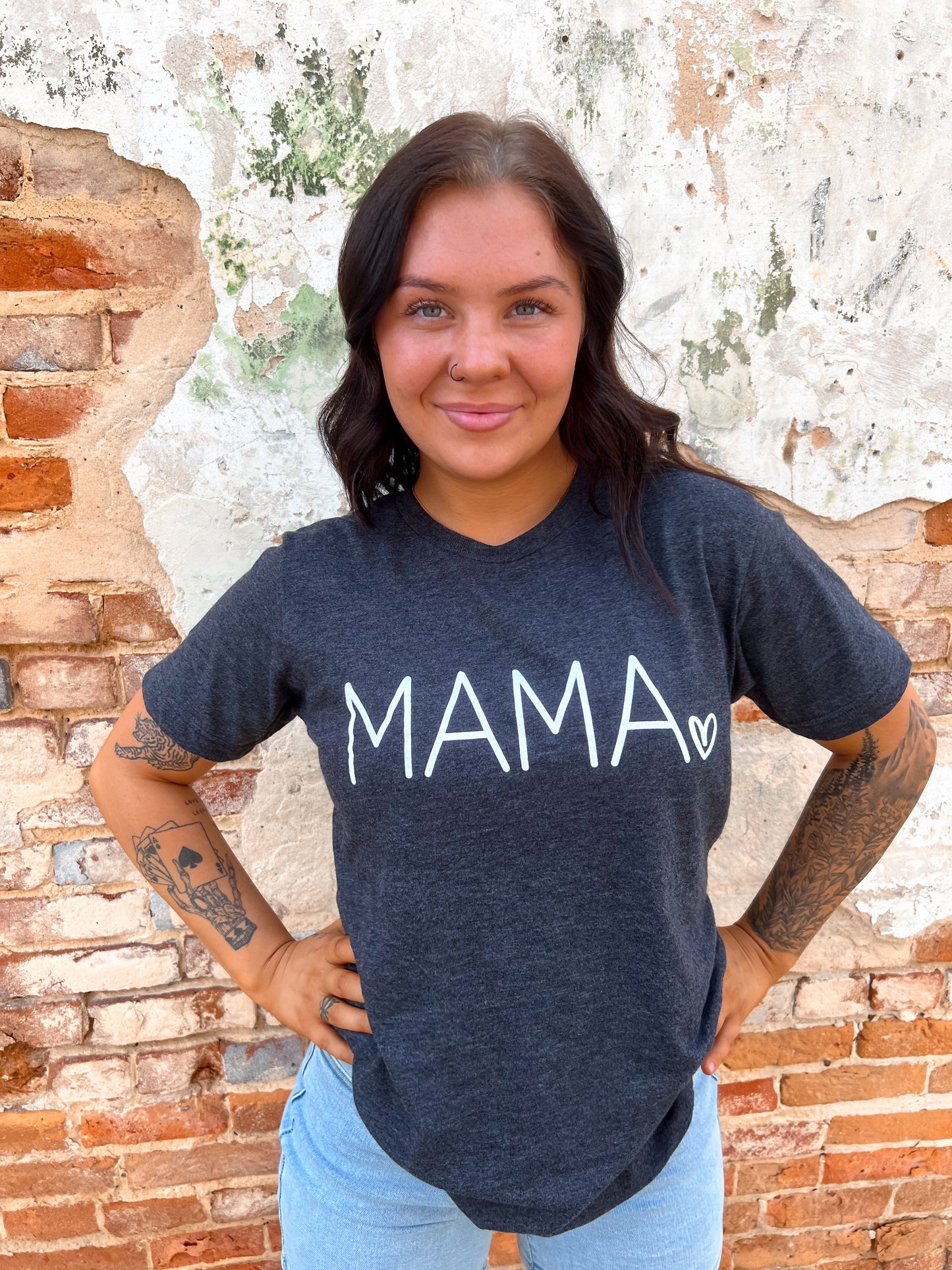 Mama Heart Graphic Tee-Apparel & Accessories-D&E Tees-BIN D2, FD 05/07/24-The Twisted Chandelier