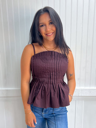 Cleo Solid Pleated Cami Top