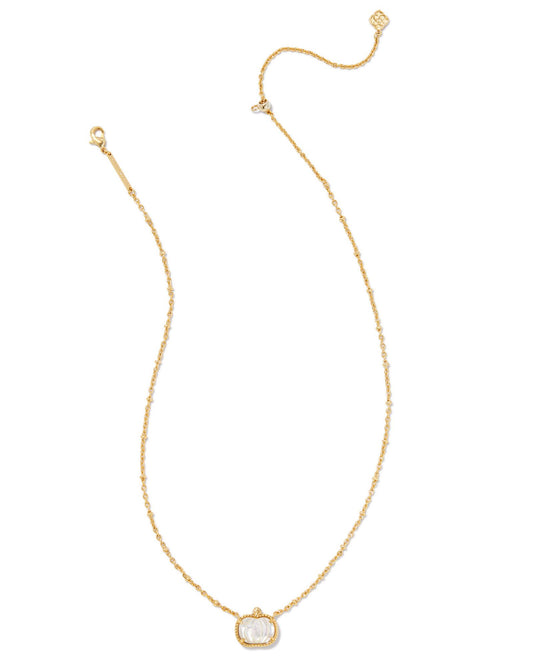 Kendra Scott Pumpkin Short Pendant Necklace Gold Ivory Mother of Pearl-Necklaces-Kendra Scott-CR 09/05/24, FD 09/10/24, N00233GLD-The Twisted Chandelier