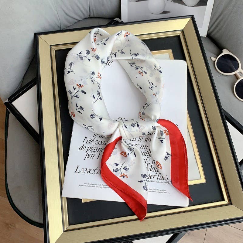 Flower Print Silky Feeling Bandana Scarf-JOSSLYN by wall to wall-The Twisted Chandelier