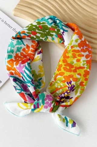 Cotton Floral Print Silky Feeling Bandana Scarf-Scarf-JOSSLYN by wall to wall-40SC648-The Twisted Chandelier