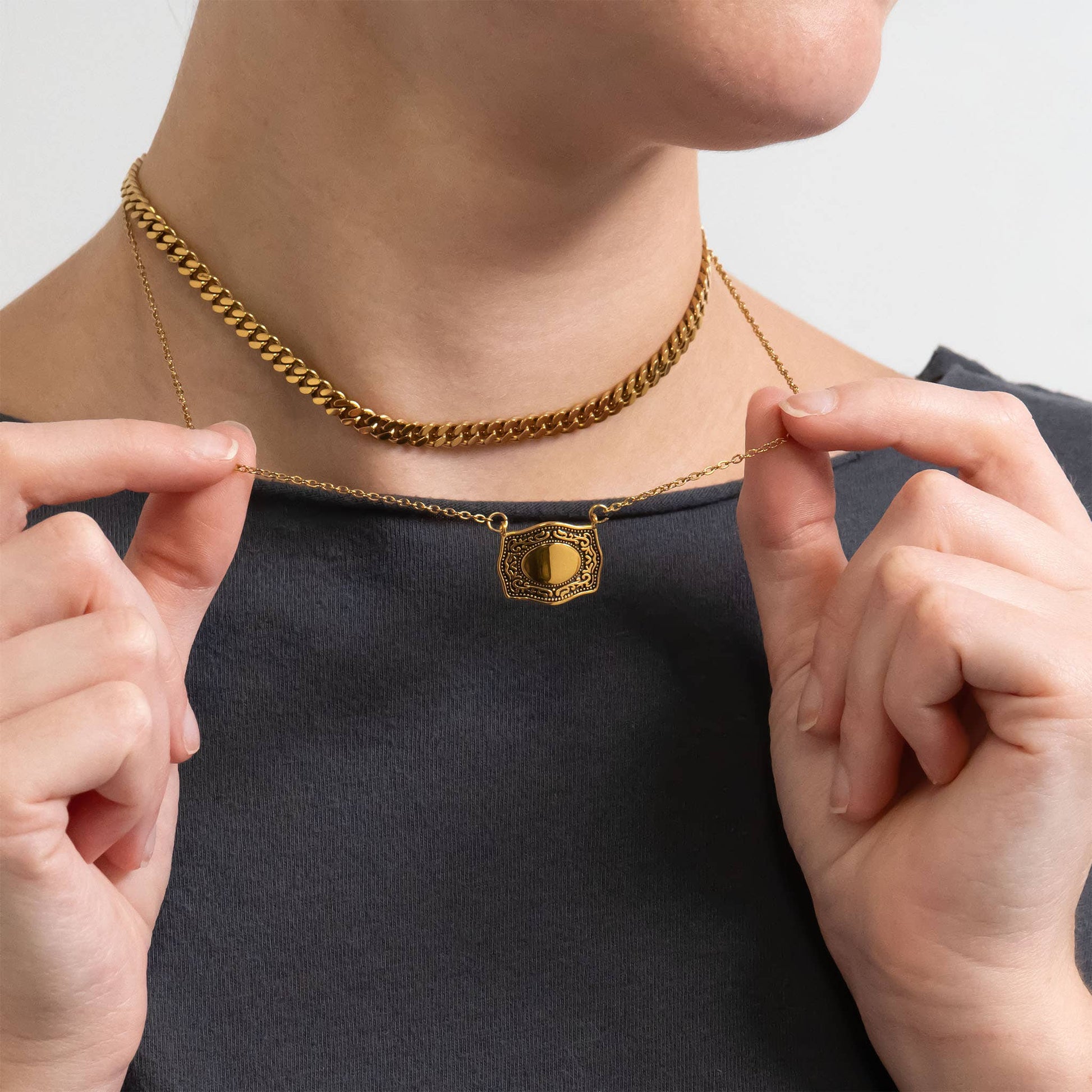 18K Gold PVD Stainless Steel Engravable Belt Buckle Charm-WJW-The Twisted Chandelier