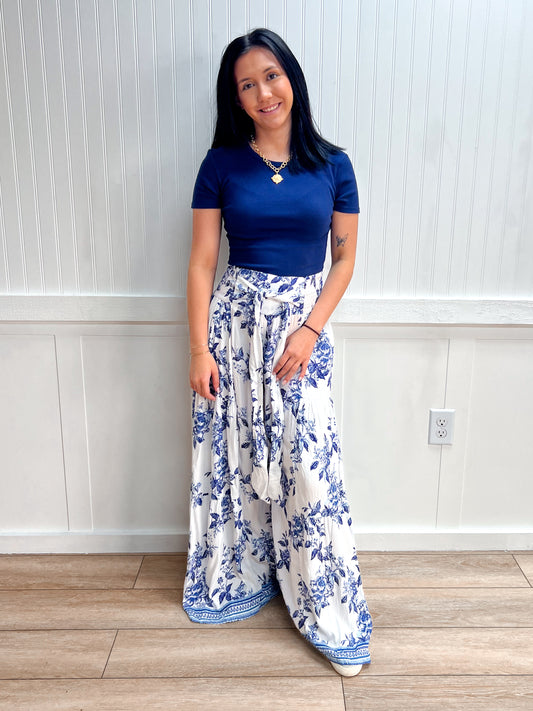 Savannah Wide Leg Tie Waist Printed Pants-ANGIE-B3663-A924,bottoms,FD 04/02/26-The Twisted Chandelier