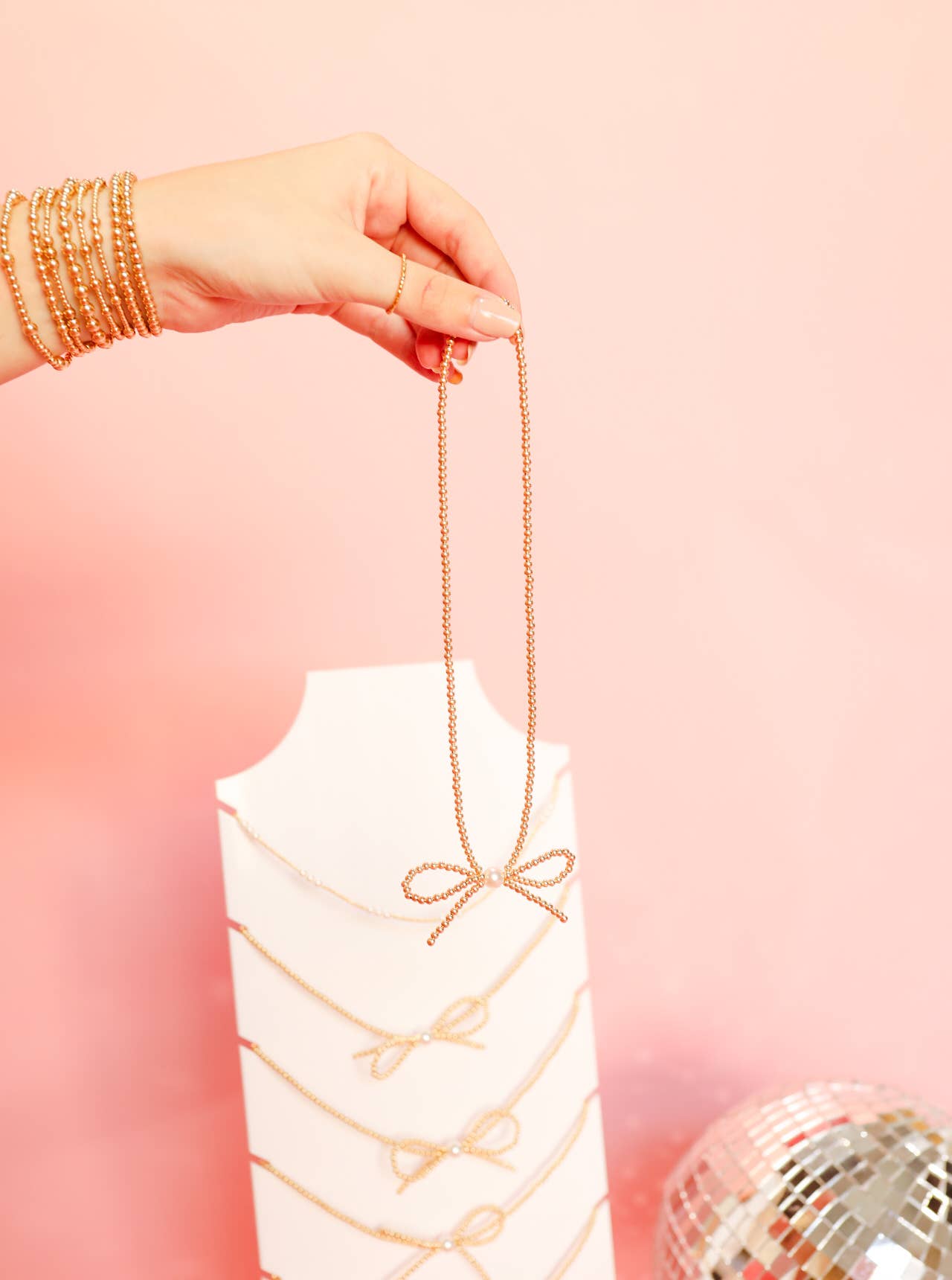 Beaded Blondes Gold Bow Necklace-Beaded Blondes-The Twisted Chandelier