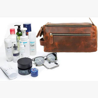 Handmade Vintage Leather Toiletry Bag – Dark Brown-Bag-Immart Global LLC-Brandable,Men's-The Twisted Chandelier