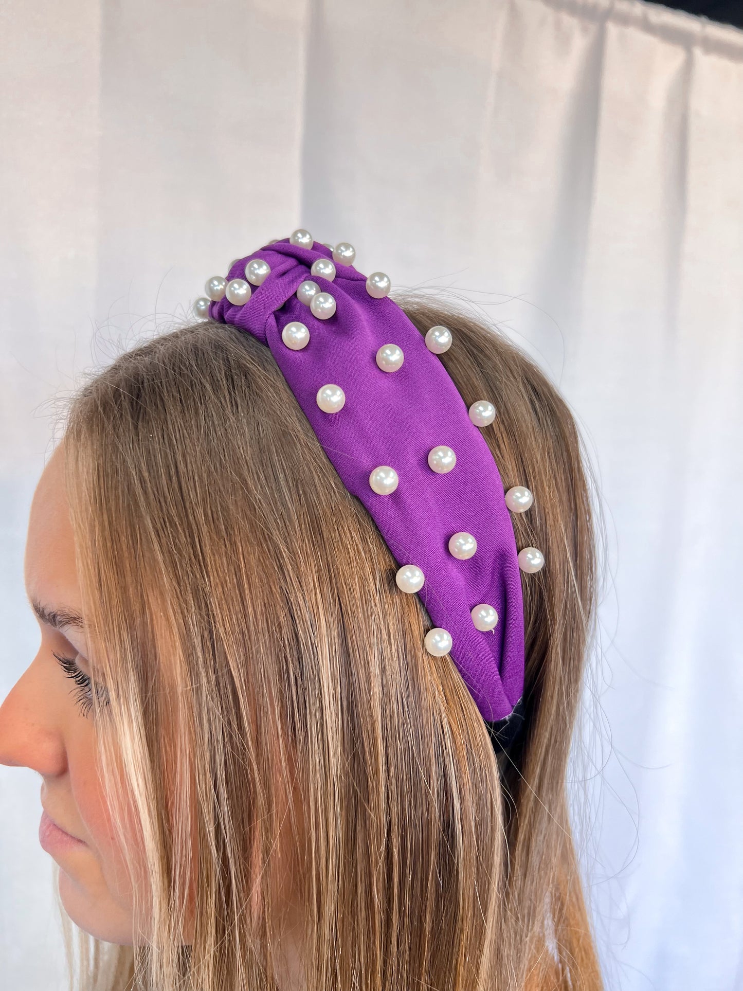 Pearl Knot Headband - Purple-Headband-Kenze Pannee-00353584-The Twisted Chandelier