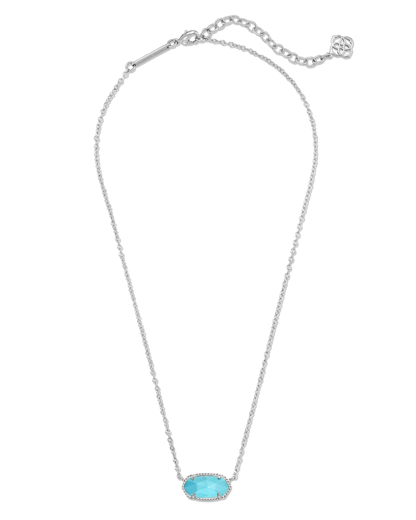 Kendra Scott Elisa Short Pendant Necklace Silver Turquoise Magnesite-Necklaces-Kendra Scott-Created - 01/15/24, N5067RHD-The Twisted Chandelier