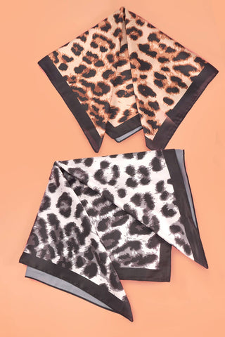 Animal Leopard Print Silky Feel Bandana Scarf-Scarf-JOSSLYN by wall to wall-40SC632-The Twisted Chandelier