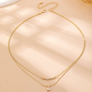 Layer Crystal Bar & Solitaire Square Necklace-JOSSLYN by wall to wall-80N92870-The Twisted Chandelier
