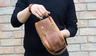 Personalized Leather Dopp Kit & Toiletry Bag, Customized Groomsmen Gift, Monogrammed Mens Toiletry Bag, Double Zippered Luxury Travel Bag-Luxe Range Leather-The Twisted Chandelier