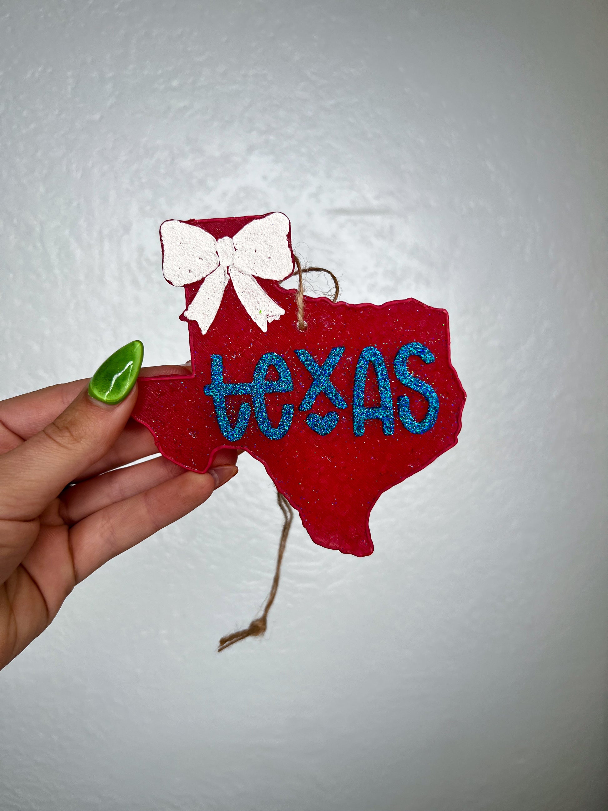 Texas with Bow Car Freshie-Southern Creek Wholesale-Strawberry leather-Red-The Twisted Chandelier