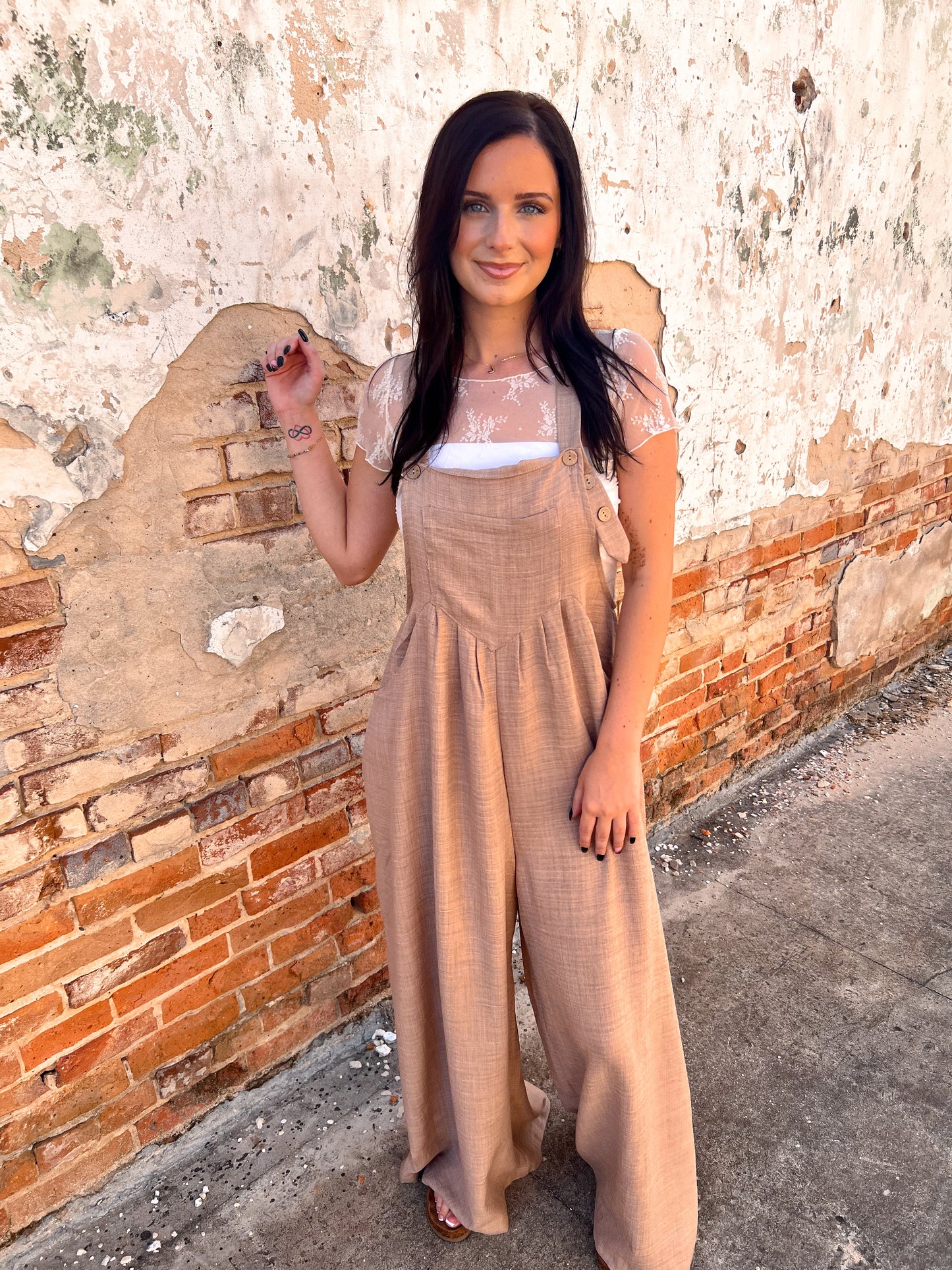 Leah Buttoned And Pleated Wide Leg Jumpsuit-Apparel & Accessories-HYFVE-BIN D3,dress,FD 02/18/25,HF25A143-The Twisted Chandelier